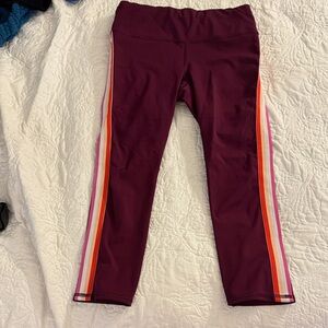 Athleta Women's Plum Leggings with Vibrant Stripes